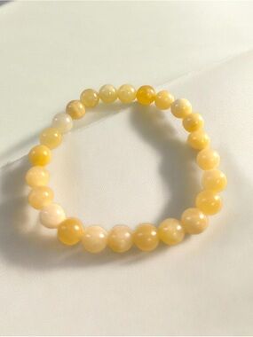 Yellow Calcite 8mm Beaded Stretch Bracelet - Unbranded